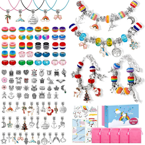 Siligar 121pcs Charm Bracelet Making Kit, DIY Bracelet Bead Jewelry Making Kit Crafts Christmas Gifts Bracelets for DIY Craft for Girls 8-12...