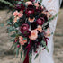 DORIS HOME 3 Rolls 2"x7Yd Fringe Chiffon Ribbon for Flower Bouquet, Handmade Burgundy & Pink Ribbon for Gift Wrapping, Frayed Edge Ribbon for Craf...