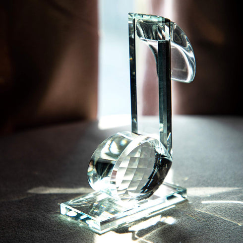 QFkris 5'' Height Crystal Eighth Note Figurines Collectibles Glass Musical Sculpture Statue for Home Piano Guitar Gifts Souvenirs...