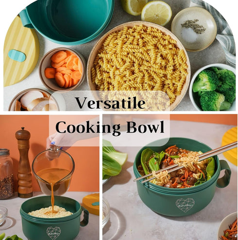 AI LOVE PEACE Microwave Ramen Soup Bowl - Instant Noodle Cooker for Dorm Room Essentials with Lid - Ramen Maker - Microwave Safe Bowls Ramen Cooke...