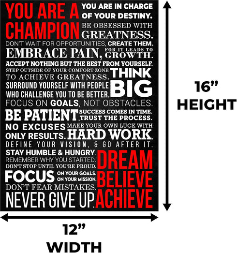 A Champion's Mantra Motivational Poster - 12 x 16 Unframed Cardstock Print - Inspirational Wall Art Décor For Bedroom, Office, Gym...