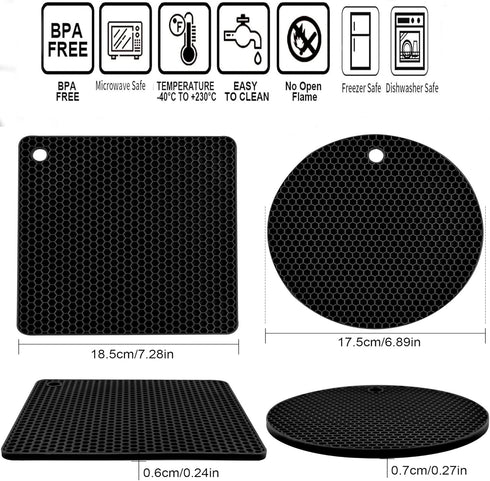 Trivets for Hot Dishes, Hot Pads for Kitchen, Silicone Trivets for Hot pots and Pans, Multi-Purpose Silicone Pot Holder, Heat Resistant Mat Pothol...