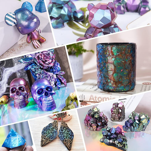 LET'S RESIN Chameleon Mica Powder, 10 * 5g Color Shifting Mica for Epoxy Resin/Tumbler, Saturated Chrome Pigment for Oil Painting,Slime,Nails...