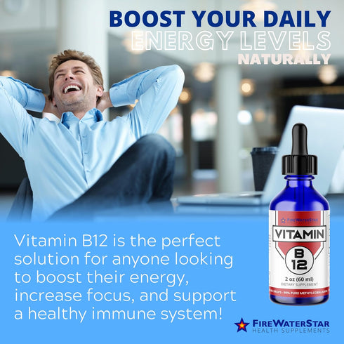 FWS Liquid B12 - Sublingual B12 Drops - Methylcobalamin - Boosts Energy Production - Organic, Non-GMO, Vegan - Adjustable Dosing - Highly Absorbab...
