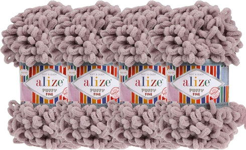 Alize Puffy Fine Baby Blanket Small Loop 100% Micropolyester Soft Yarn Lot of 4skn 400gr 64yds (268 - Dove)......
