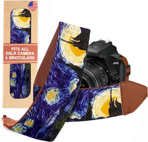 Van Gogh Starry Night Camera Strap Universal DSLR Camera Strap, Neck & Shoulder Camera Belt for Digital DSLR Camera - Artistic & Cool Design - Bes...