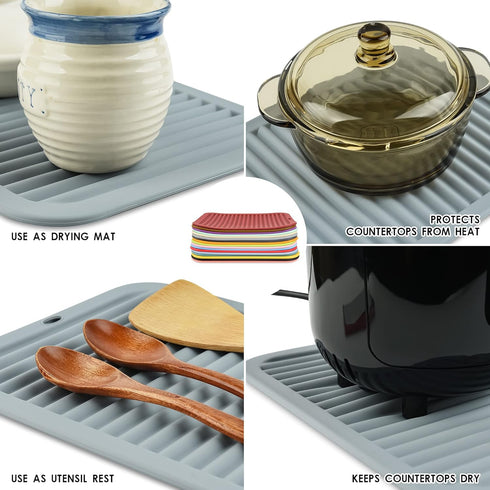 Smithcraft Silicone Trivets for Hot Dishes, Pots & Pans, Silicone Pot Holders Table & Counter, Hot Pads for Kitchen - Waterproof Trivet mat, Heat ...