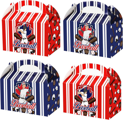 chiazllta Baseball Party Favor Treat Boxes Gift Boxes Baseball Candy Cookies Snack Goody Cardboard Box with Handles for Kids Sports Party Supplies...