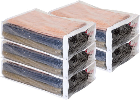 Set of 5 Clear Vinyl Zippered Storage Bags 11 x 15 x 4 Inch...