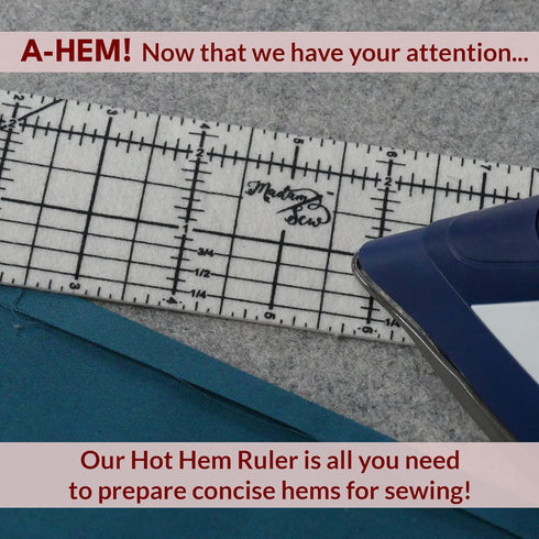 Madam Sew Hot Hem Ruler for Quilting and Sewing – Non-Slip Hot Ironing Ruler and Pleats with Dry or Steam Iron on Quilt Blocks and Clothes - 10" x...