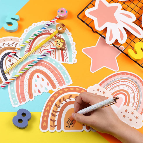 90 Pieces Rainbow Classroom Decor Rainbow Clouds Star Heart Sun Bulletin Board Birthday Party Baby Shower Decor for Bulletin Board Classroom Schoo...