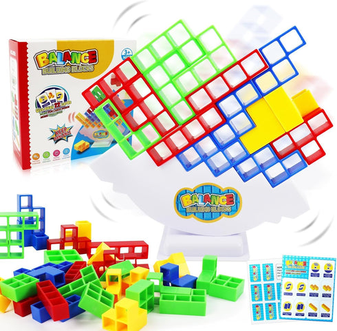 48 Pcs Swing Stack High Child Balance Building Toy, Stacking Blocks Balance Game, DIY Assembling Versatile Toy Board Table Games, Brain Game Build...