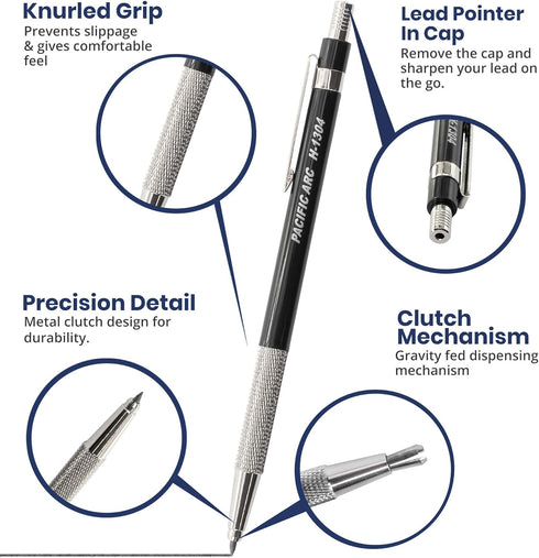 Pacific Arc 2mm Gravity Fed Lead Holder and Lead Sharpener, Blue Drafting Pencil for Artist Drawing, Drafting, and Sketching...