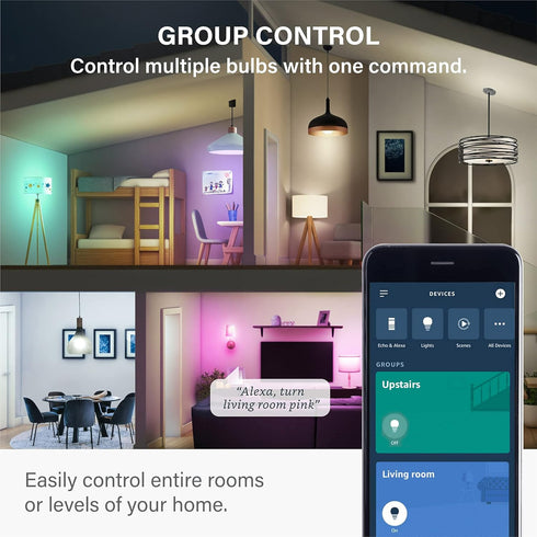 Sengled Alexa Light Bulb, S1 Auto Pairing with Alexa Devices, Color Changing Light Bulbs, Bluetooth Mesh Smart Home Lighting, E26 60W Equivalent, ...