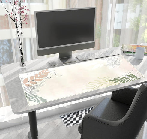 Boho Mouse Pad Pastel Abstract Desk Mat Matcha Green Plant Laptop Mat Aesthetic Office Desk Decor for Women 31.5x15.75 in Keyboard Mat Desk Pad Mo...