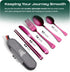 Portable Travel Silverware Set With Case, Includes 5 Pcs of Travel Utensils With Case, Stainless Steel Flatware Set For Camping, Easy to Travel, L...