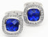 Silver Tone Blue Crystal Cufflinks for Men Wedding Dress Square Crystal Men Cuff Links for Shirt Party Birthday Anniversary Dress...