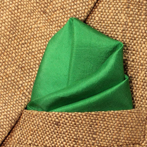 Fine Emerald Green 100% Silk Pocket Square Full-Sized 16"x16"...
