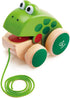 Hape Frog Pull-Along | Wooden Frog Fly Eating Pull Toddler Toy, 4.6 x 3.3 x 3.8 inches, Green...