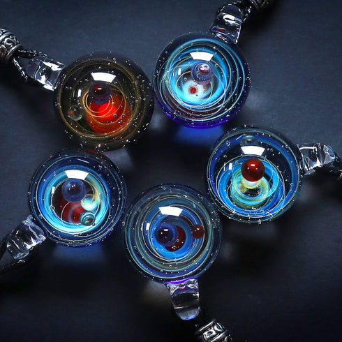 Original Galaxy Pendant Necklace, Universe Glass, Space Cosmos Design,Birthday Art Japan Handmade Craftsman...