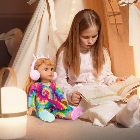 K.T. Fancy 18 Inch Girl Doll Clothes and Accessories Sleeping Bag Set Rainbow Angel of Doll Sleeping Bag, Pajamas, Shoes, Eye Mask, and Doll Pillo...