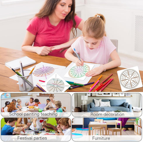 12 Pcs Mandala Painting Stencils Set,Reusable Bullseye Dot Stencil Template for Painting, 3.5/5/6/8 Inches DIY Painting Templates Arts Crafts for ...
