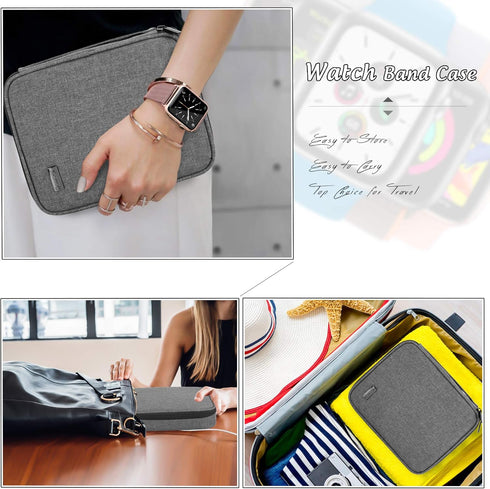 Teamoy Watch Storage Case for 26 Straps, Organizer Compatible with Apple Watch Bands and Other Accessories, Gray...