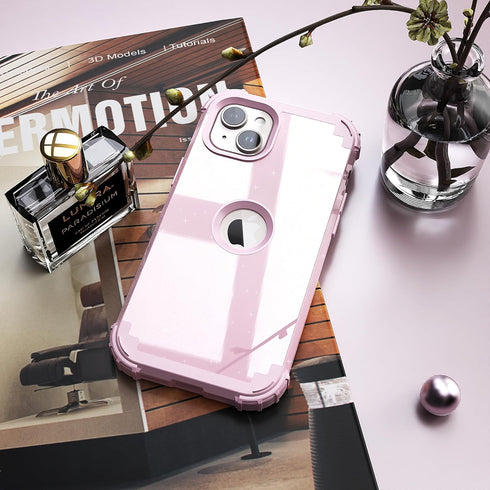 IDweel for iPhone 15 Plus Case with Screen Protector,Luxury 3 in 1 Shockproof Slim Fit Hybrid Heavy Duty Protection Glitter Hard PC Cover Soft Sil...