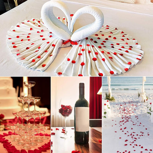 Attmu 3200 Pcs Artificial Rose Petals for Romantic Night, Fake Rose Flower Petals for Wedding, Party, Valentines Day Decorations for The Home (Dar...