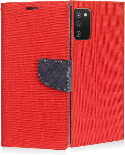 for Samsung Galaxy A02S (SM-A025), A02s - Denim Wallet Phone Case - CT5 Red...