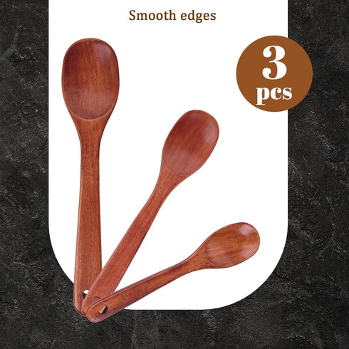 HANSGO Wooden Cooking Spoons, 3PCS Good Grips Wooden Spoon Set Wooden Kitchen Utensils for Cooking Stirring Mixing Frying DIY Crafts...