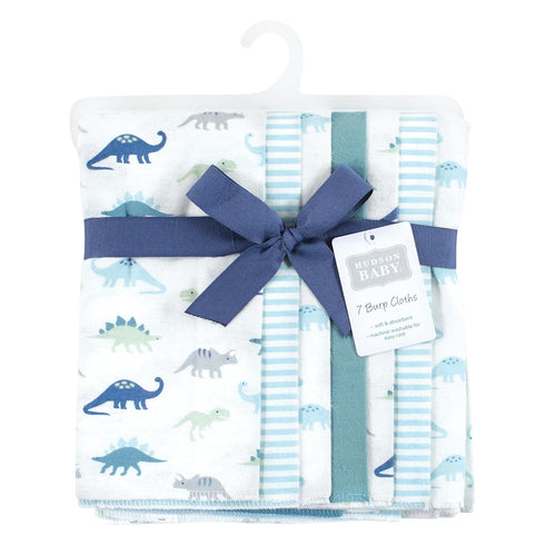 Hudson Baby Unisex Baby Flannel Burp Cloth 7pk, Soft Teal Dino, One Size...