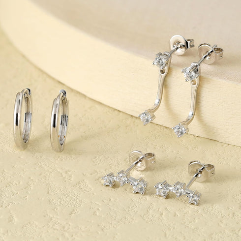 925 Sterling Silver Earrings for Women Stackable | Dainty Stud Huggie Hoop Earrings Hypoallergenic | 14k Gold Cartilage Earrings Small Hoop Earrin...