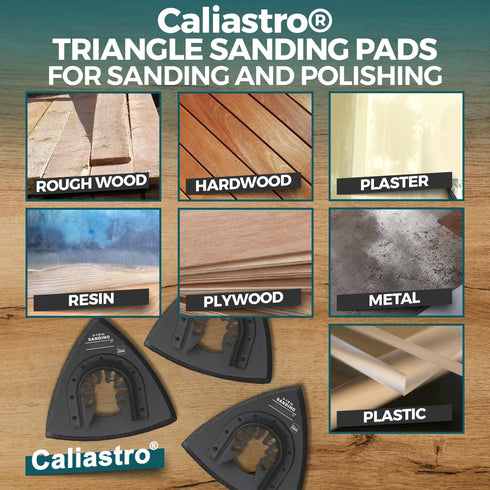 Triangle Sanding Pads for Oscillating Multitool with Universal Quick-Release - 3 Pack of 3-1/8 Inch Sander Pads for Hook & Loop Sandpaper- Caliast...