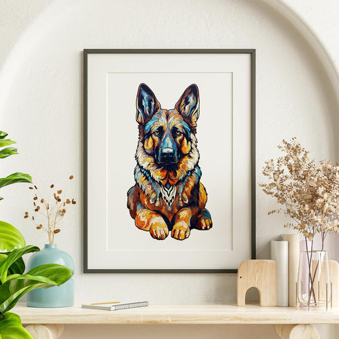 Wooden Puzzles for Adults, German Shepherd Dog Wooden Jigsaw Puzzles for Adults, Unique Animal Shape Wood Cut Puzzles for Puzzle Lovers, Birthday ...