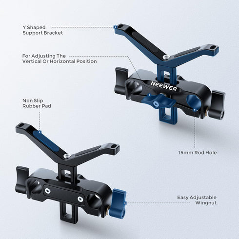 Neewer Telephoto Long Lens Support Bracket, Y-Shaped Lens Bracket with 35mm Vertical Adjustment, Compatible with DSLR Camera Shoulder Rig with 15m...