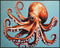 Posterizer 1 pcs- Beautiful orange Octopus with a light blue background-Art for Animal Lovers- Gift for Men Women Teens-decor for Bedroom, Office...