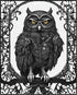 Posterizer 1 pcs- gothic ornate frame design-black and white owl art-Gothic Art-Art for Animal Lovers- Living Room Bedroom Decor- unframed wall ar...