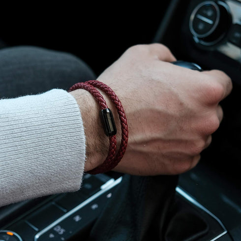 globi Leather Bracelet For Men | Genuine Wrap Braided Leather Cuff Bangle Bracelet with Magnetic Stainless Steel Clasp For Men/Women...