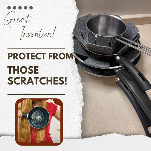 VHD Felt Pot and Pan Protectors - Set of 3, Pot Dividers Pads, Stacking Pan Protectors, Pan Separators, Bowl & Plate Separators, Pads for Protecti...