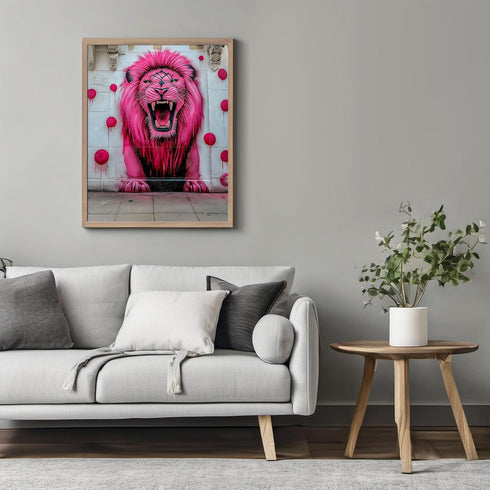 Posterizer 1 pcs-neon colorful abstract street art of a roaring lion -2-Art for Animal Lovers-Abstract & Modern Art-Gift for Street Art, Mural Fan...
