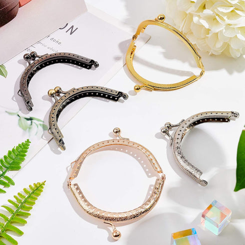 PH PandaHall 10pcs Metal Purse Frame 5 Color 8.5cm/3.3" Retro Arch Metal Purse Coin Bag DIY Craft Frame Kiss Clasp Lock for Bag Sewing Craft Tailo...