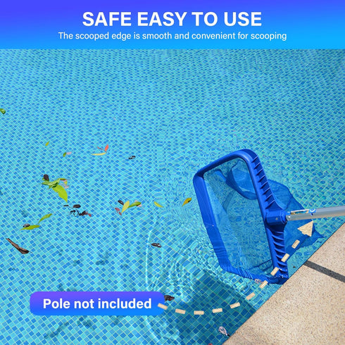 Swimming Pool Leaf Skimmer Net, Reinforced Frame Deep Rake Pool Cleaning Net without Pole, Larger Capacity Fine Pool Nets for Cleaning, Easy Scoop...