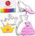 Princess Cookie Cutters 3-Pc Set Made in USA by Ann Clark, Crown, Glass Slipper, Dress...