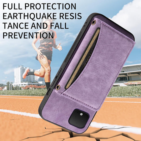 Phone Case for Google Pixel 4 Wallet Cover with Crossbody Shoulder Strap and Leather Credit Card Holder Pocket Slim Stand Cell Accessories Mobile ...
