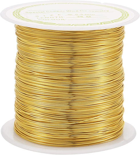 Pandahall 125 Feet Tarnish Resistant Copper Wire 26 Gauge Jewelry Beading Craft Wire for Jewelry Making (Golden)...