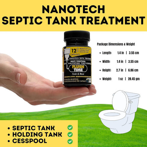 Flushable Septic Tank Treatment Capsules | 1 Year Supply - 12 Capsules | Eco-Friendly Nano-Tech Formula for Homes, RVs, Boats | Prevent Backups & ...