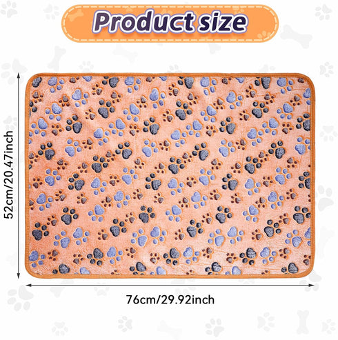 4 Pcs Pet Blanket Dog Puppy Blanket Paw Print Fleece Blanket for Small Medium Pet Dog Cat Warm Soft Sleep Mat Guinea Pig Cage Liners Blanket (Coff...