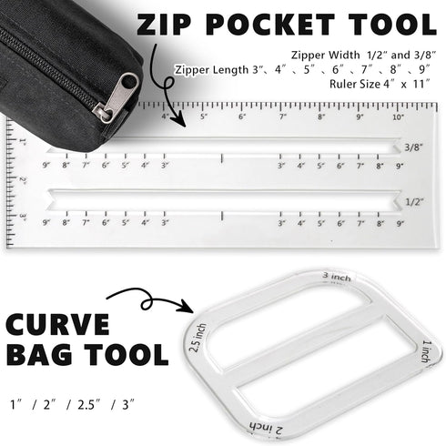 UPTTHOW 3Pcs Boxy Bag Making Templates Notion for Beginners, Clear Acrylic Sewing Tools Set with Boxed Bag, Curve Bag, Zip Pocket...