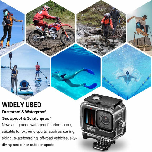60M/196FT Waterproof Housing Case Compatible for Go Pro Hero12 Black/Hero11 Black/Hero10 Black/Hero9 Black, Protective Underwater Dive Case Shell ...
